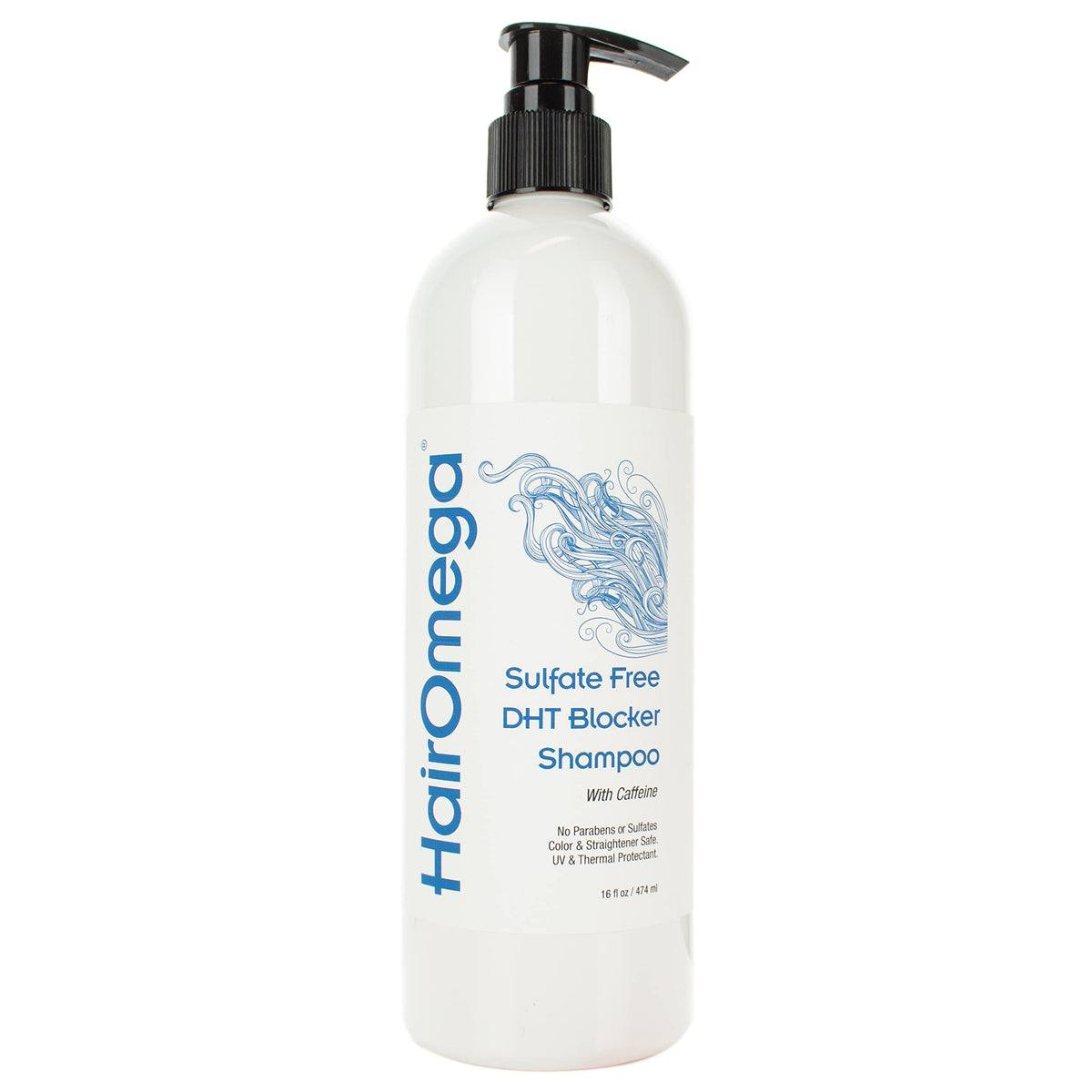 DrFormulas HairOmega shampoo frente del envase para cabello más saludable.