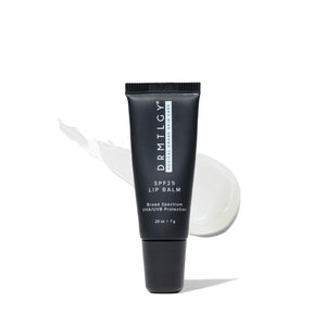 DRMTLGY bálsamo labial SPF25 en envase compacto para protección diaria.