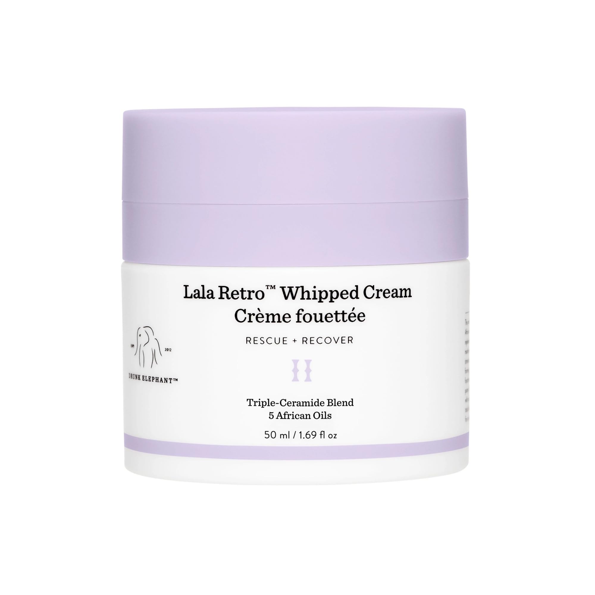Drunk Elephant Lala Retro Cream Batida en envase de 50 ml para hidratación diaria.
