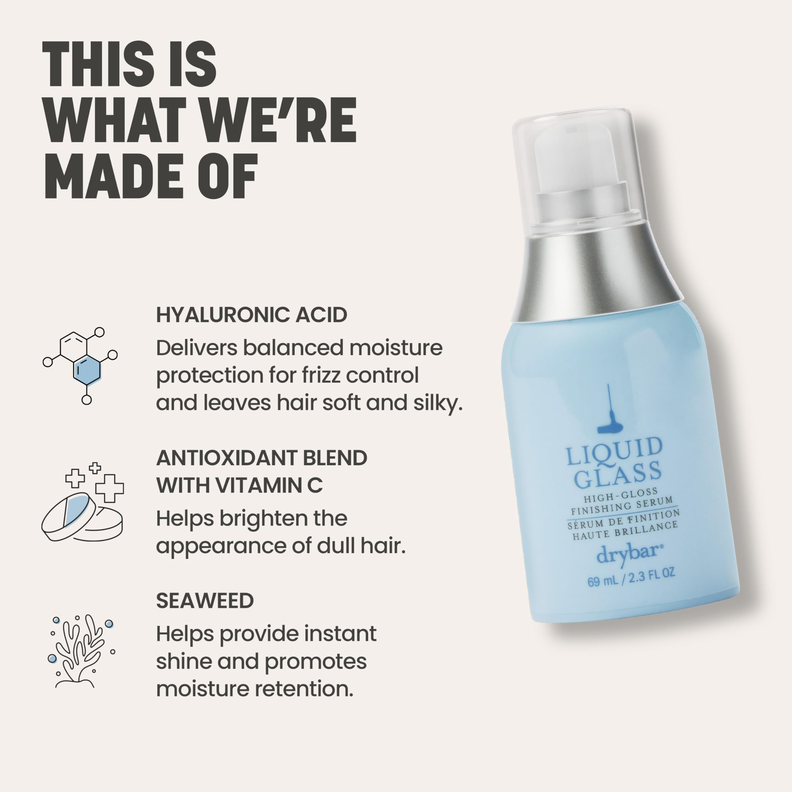 Drybar Liquid Glass: detalle de la textura ligera que controla el frizz.