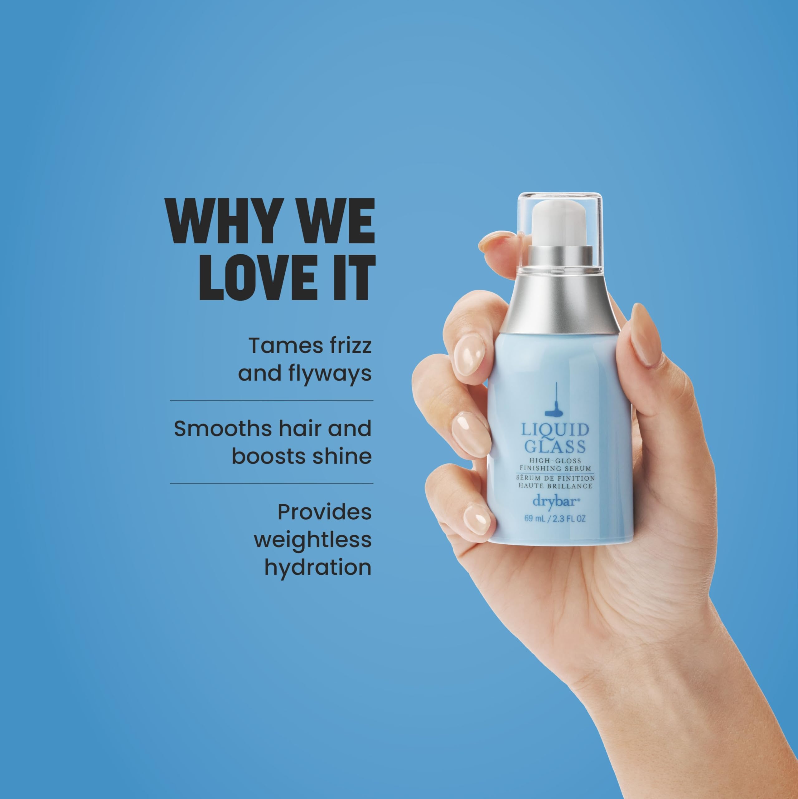 Drybar Liquid Glass: nueve tipos de ácido hialurónico para hidratación equilibrada.