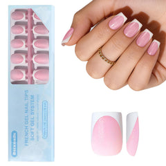 Dsixnails tip frances cuadrados rosa brillante para un acabado elegante y rápido.