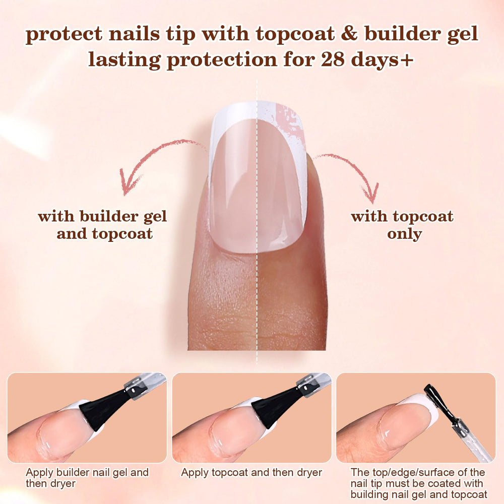 Dsixnails tip frances duradero con adhesión para uso diario.