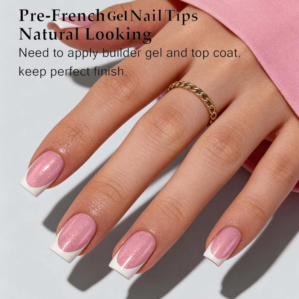 Dsixnails tip frances mate rosa para mayor adherencia y apariencia natural.