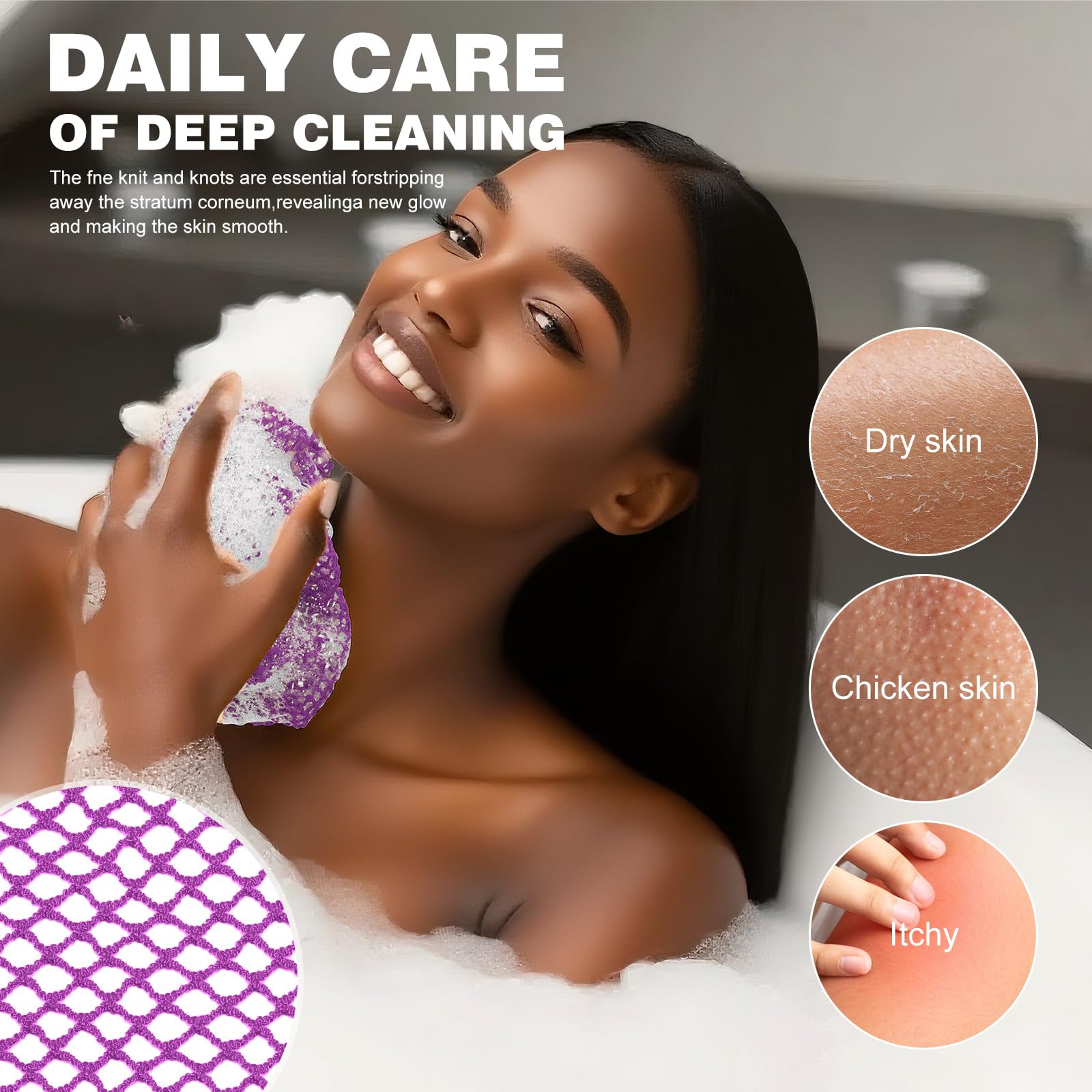 DTFRLD esponja net africana morada textura exfoliante suave