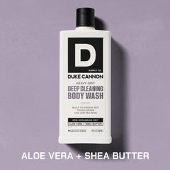 Duke Cannon Heavy Grit aroma citrico-pino, sensación fresca tras la ducha.