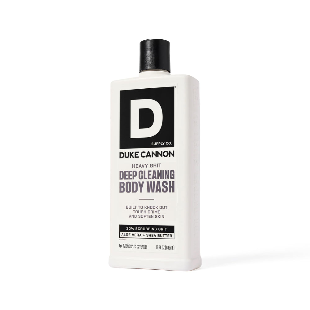 Duke Cannon Heavy Grit tamaño 18 oz, durabilidad para varias duchas.
