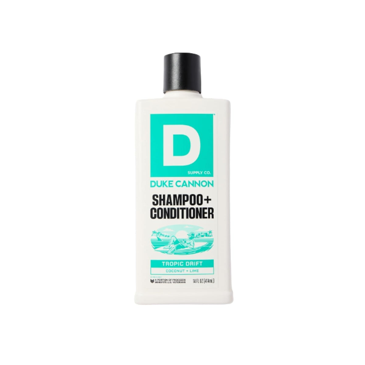 Duke Cannon Tropic Drift: botella frontal para lavado suave diario.
