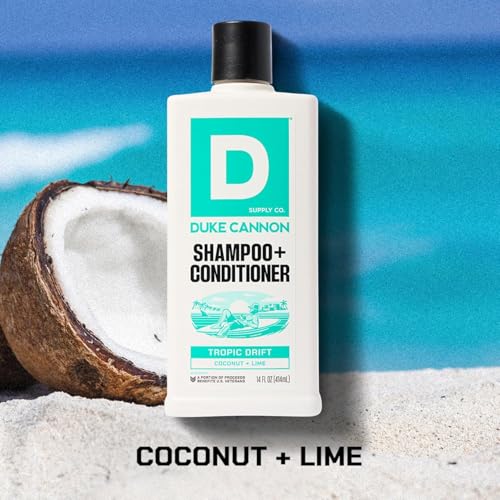 Duke Cannon Tropic Drift: espuma rica para cabello y cuero cabelludo.