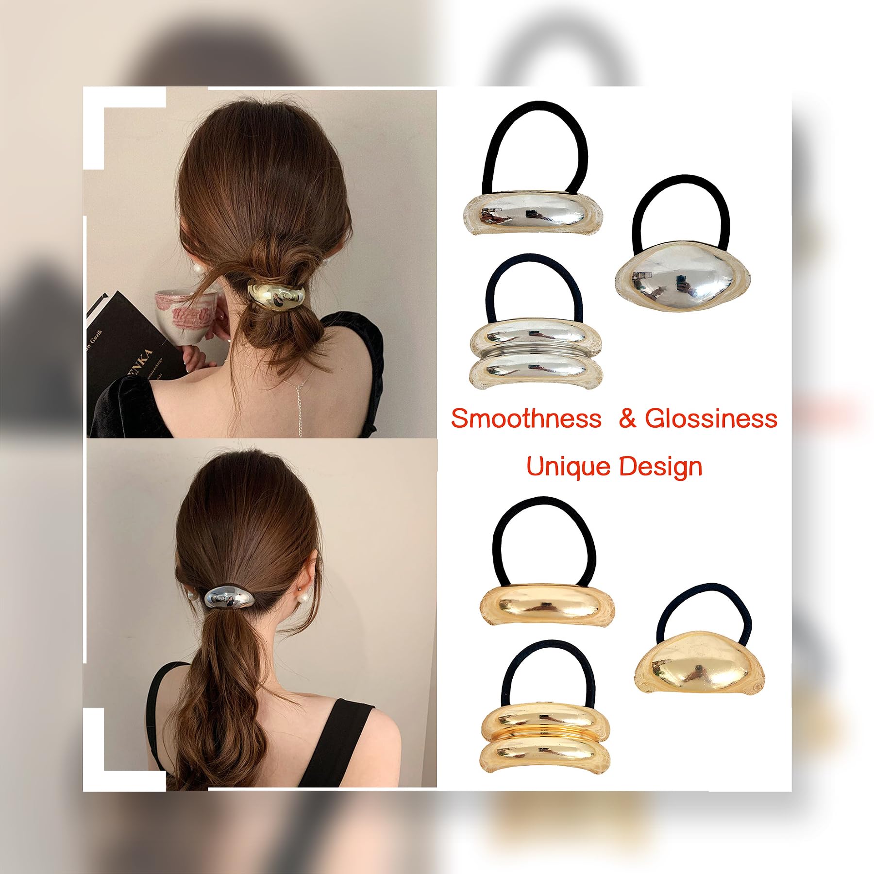 Cierres metalicos de Duleylv en oro con forma geometrica, ideal para peinados elegantes.