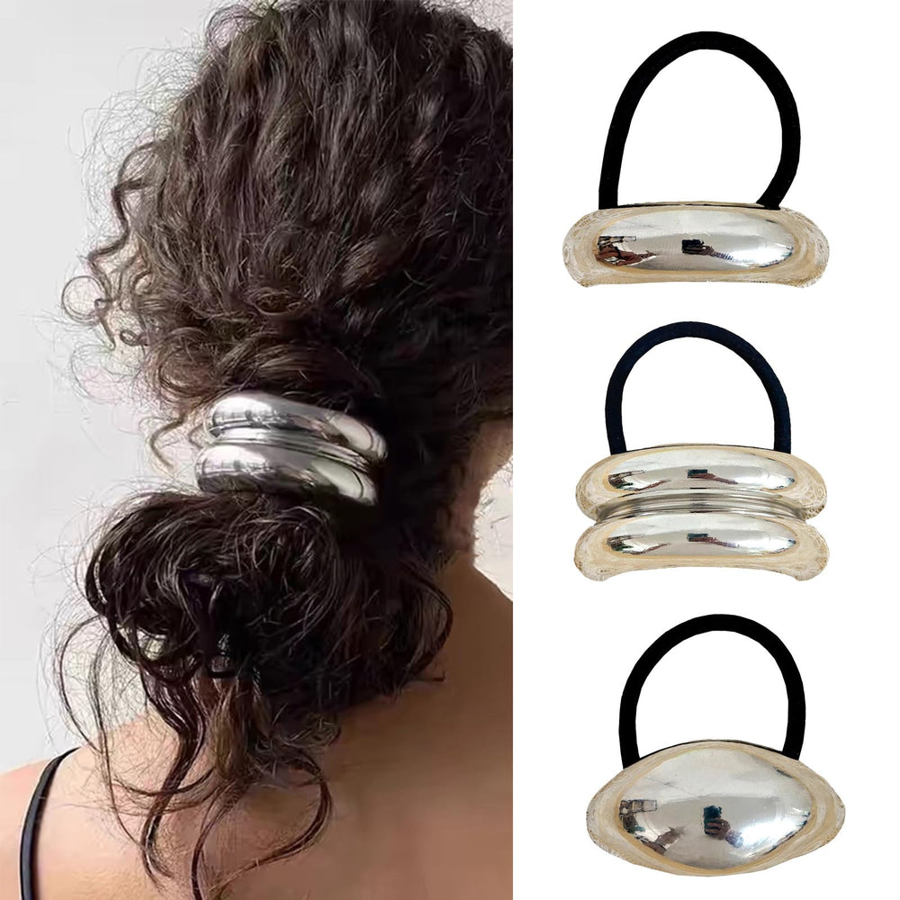 Gomas para el pelo Duleylv en oro con cierres geometricos para peinados rapidos y seguros.