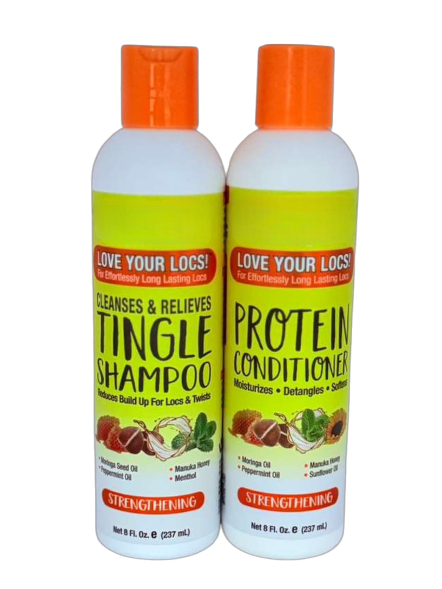 Dúo Mango y Lima Fortalecedor: champú refrescante para cuero cabelludo y cabello.