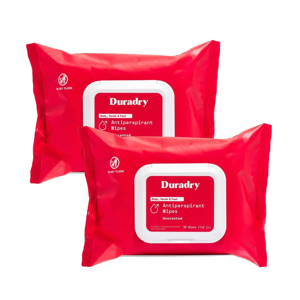 Duradry toallitas antiperspirantes para el cuerpo, control del sudor y protección diaria.