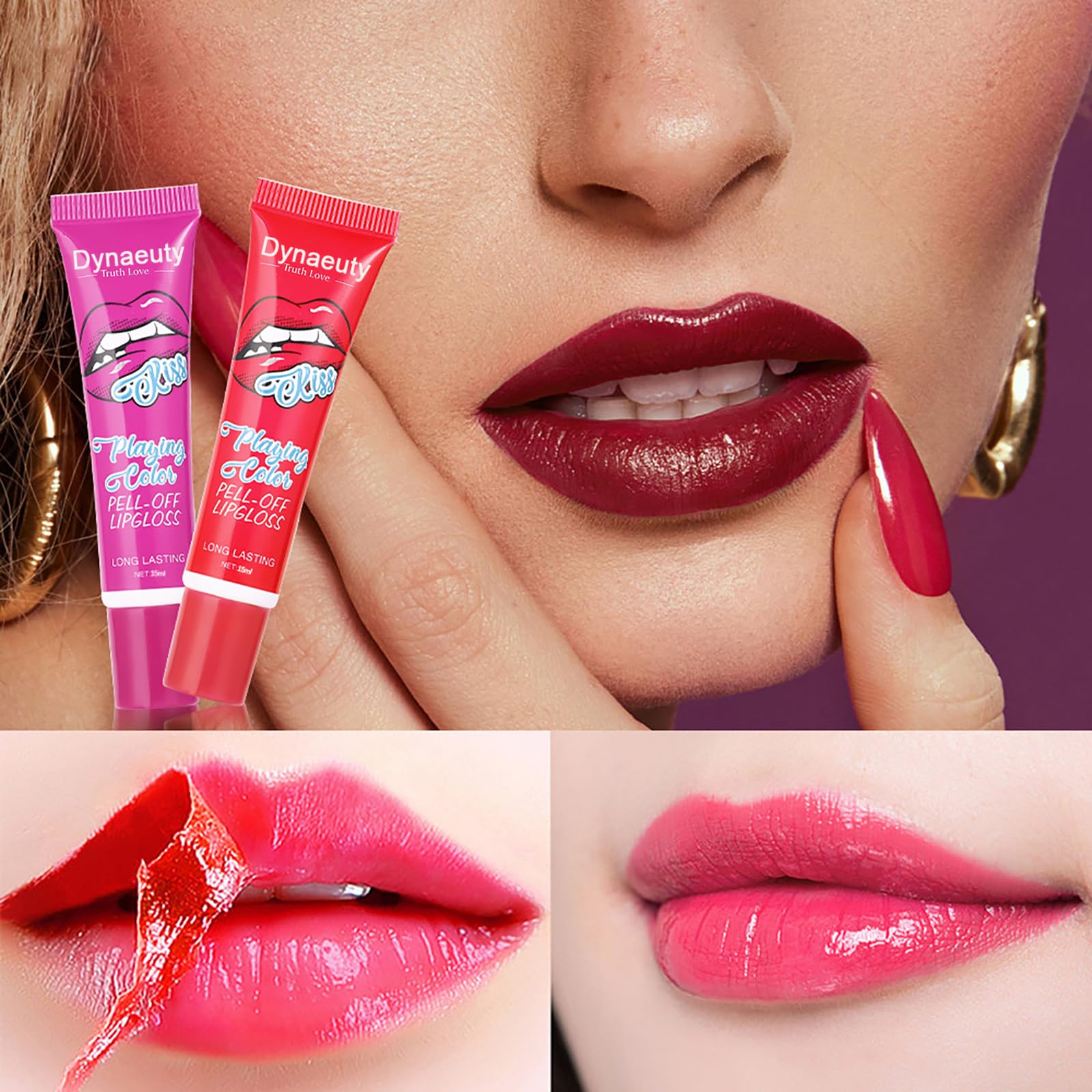 Dynaeuty tintes labiales mate aterciopelado desprendibles para durabilidad