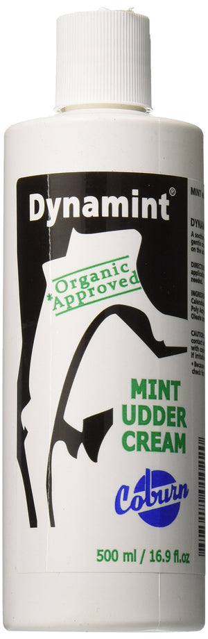 Dynamint Crema para ubres, frasco 500 ml, absorción rápida y textura suave.