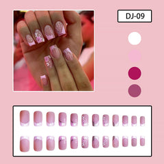 DZPGUONIZ uñas pegables con flores de cerezo para estilo primaveral