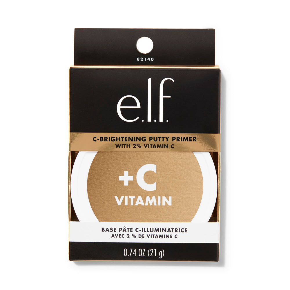 e.l.f. C‑Brightening Putty Primer: aplicación que facilita un acabado uniforme.