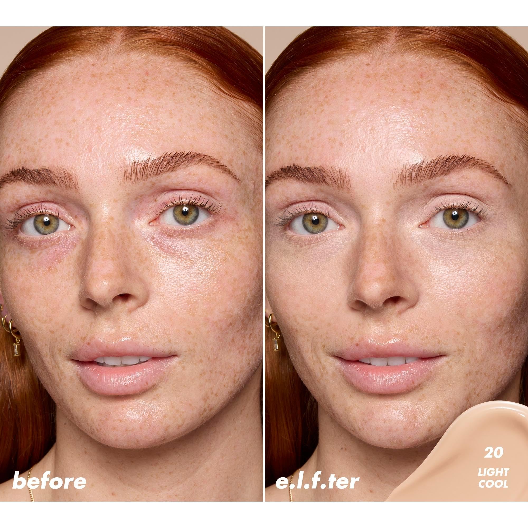 Cobertura media ajustable para ojeras con el corrector de e.l.f.