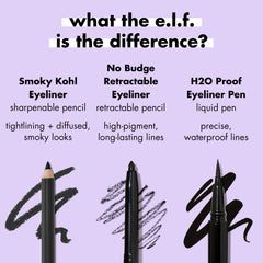 Delineador kohl de e.l.f. difumina fácilmente para efecto humo.