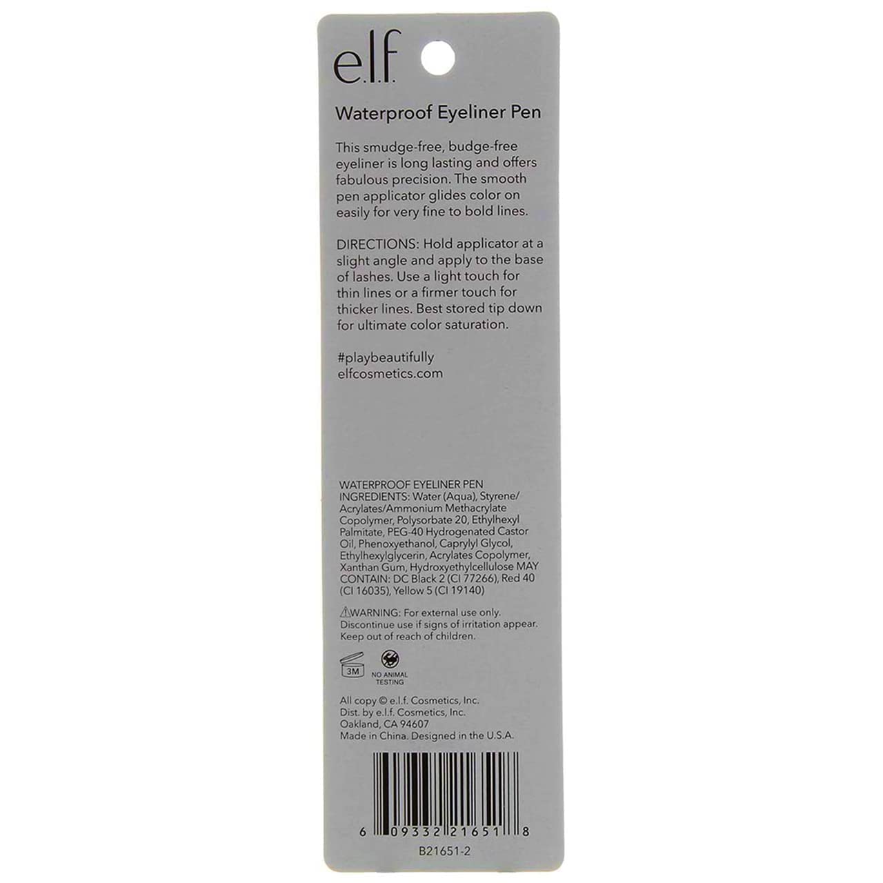 Delineador e.l.f. color negro intenso para definición precisa.