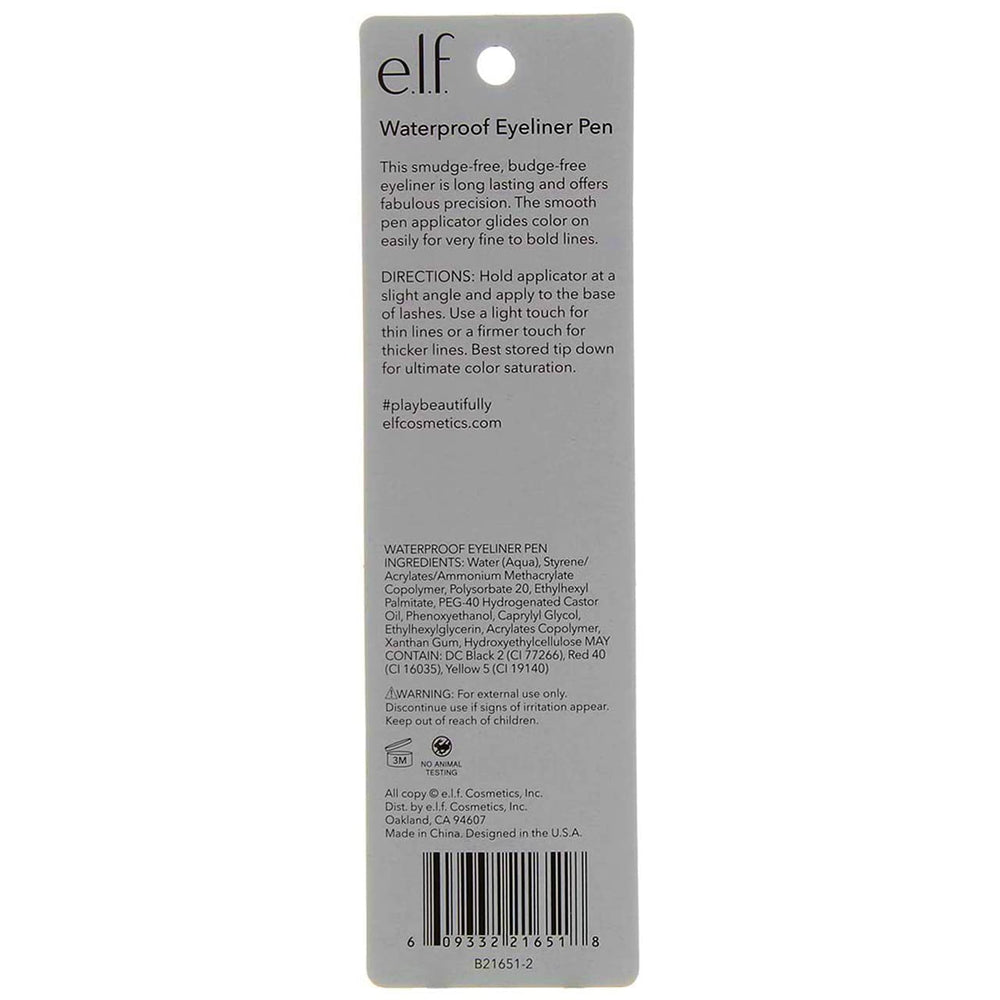 Delineador e.l.f. color negro intenso para definición precisa.