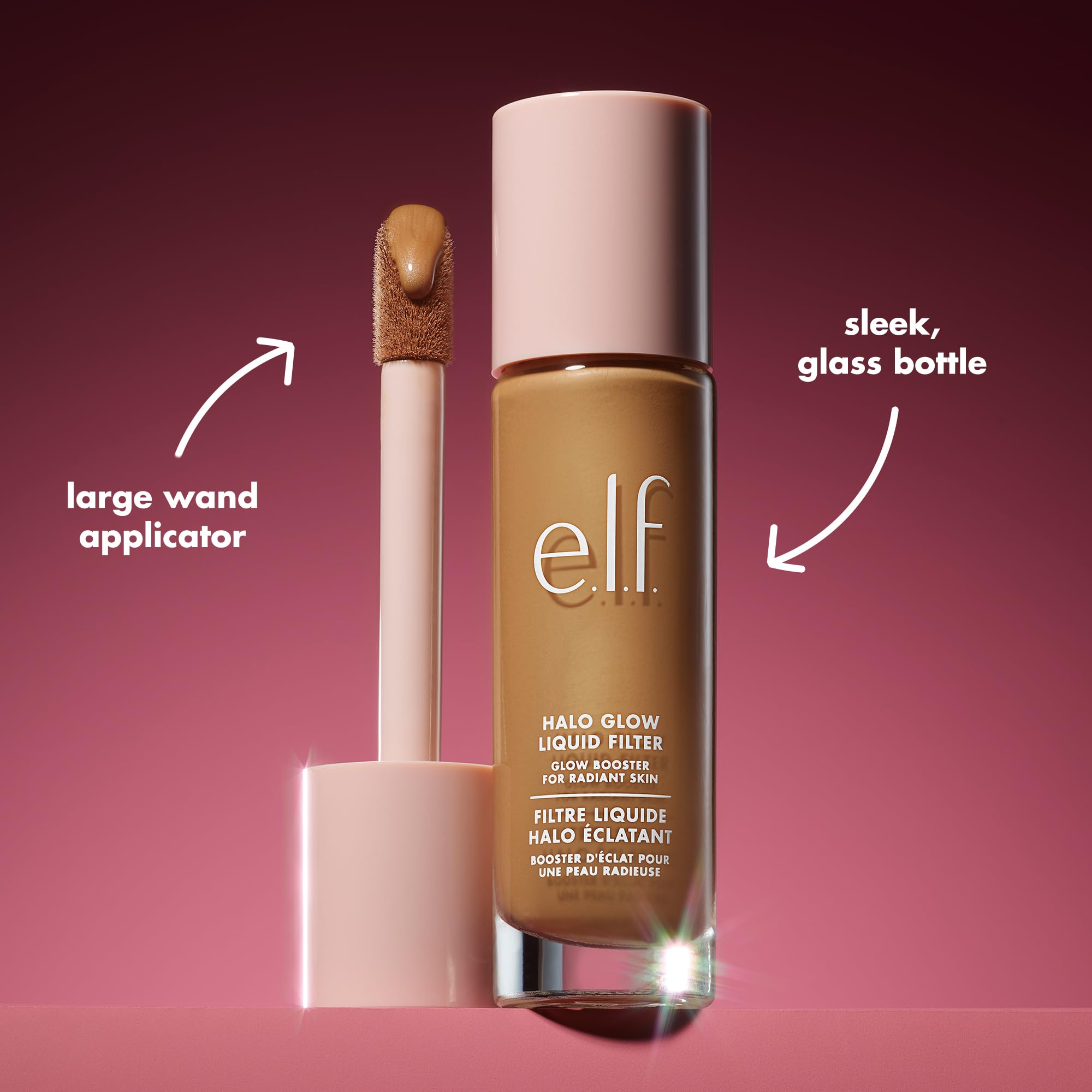 e.l.f. Halo Glow Liquid Filter: aplicar como iluminador para resaltar puntos altos