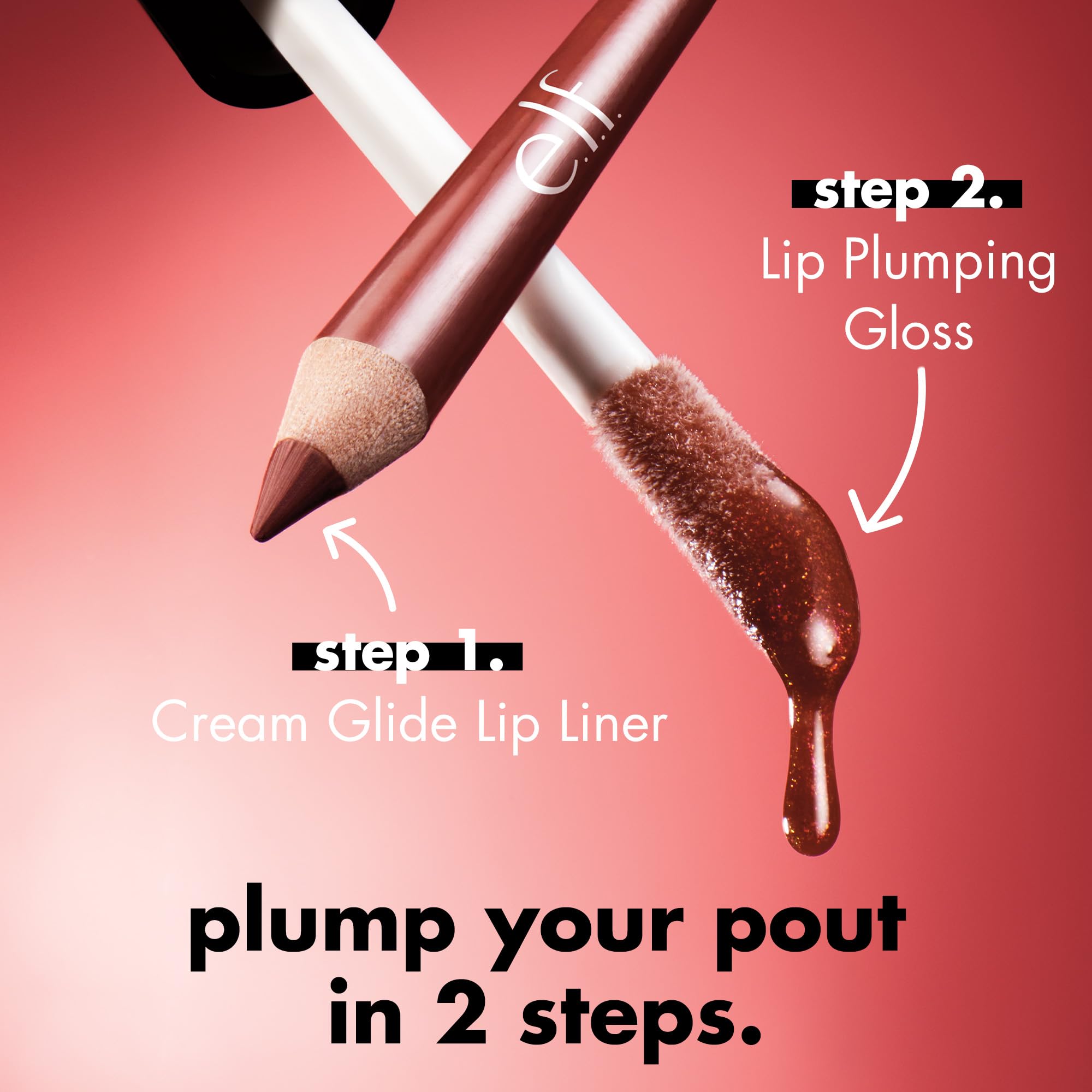 e.l.f. Lip Plumping Gloss uso versátil solo o sobre labial para brillo.