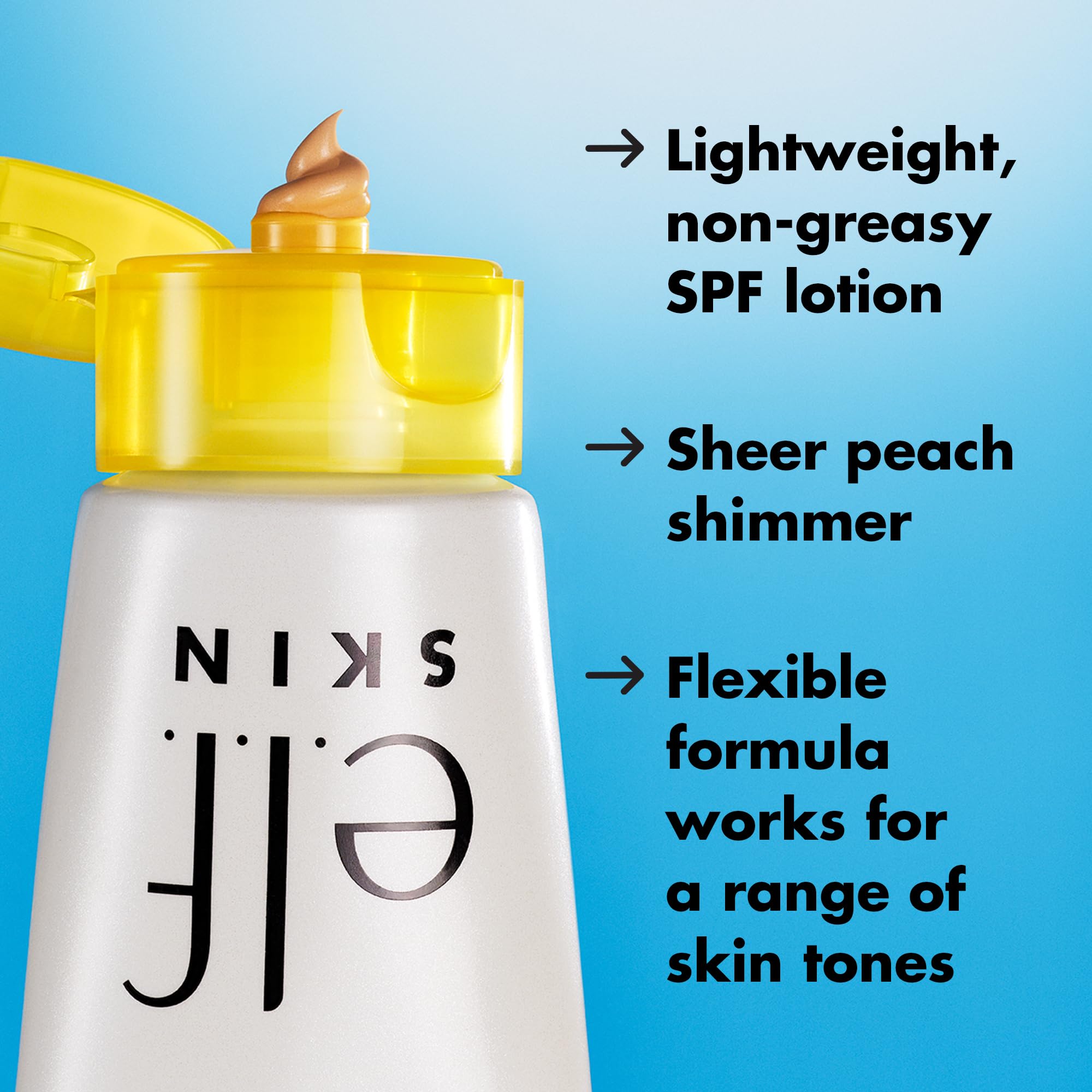 e.l.f. Suntouchable Whoa Glow SPF 30 mini, acabado luminoso con toque de shimmer duradero.