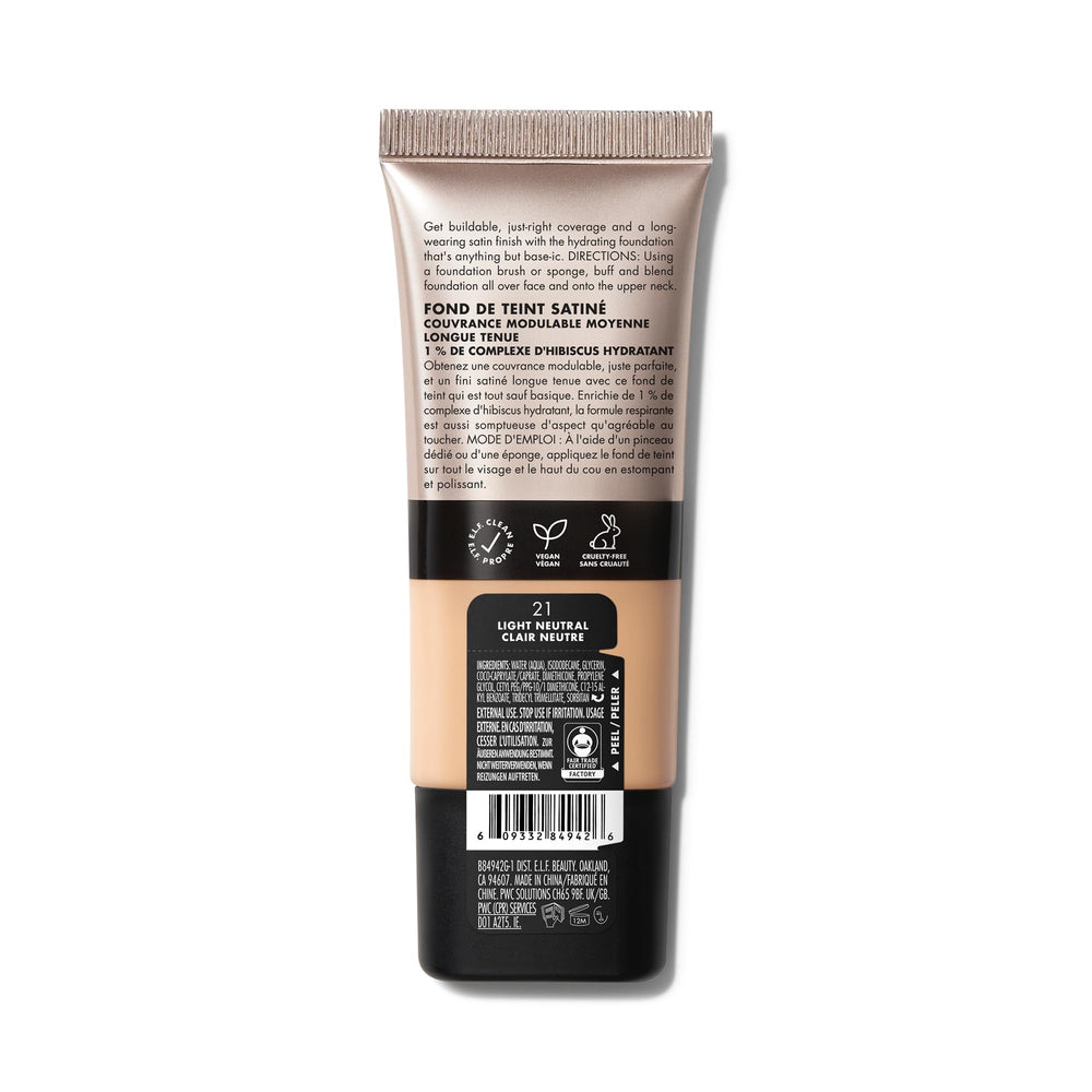 e.l.f. Soft Glam tono 21 luz neutra ideal para piel clara.