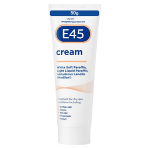 Crema E45 en envase de 50 g para hidratación suave diaria.