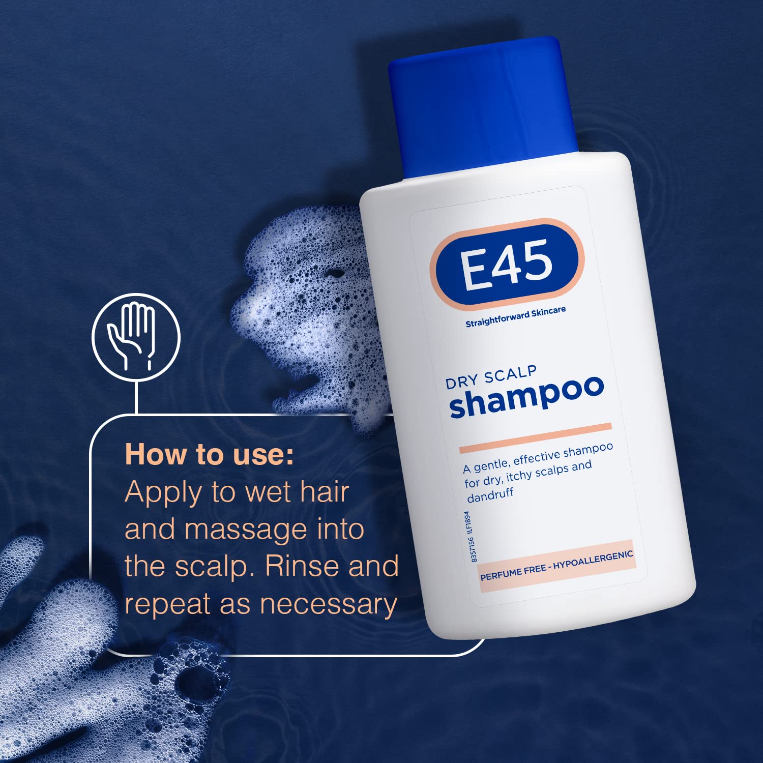 Pro-vitamina B5 en champú E45, ayuda a cuidar y proteger el cabello