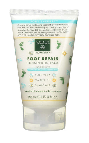 Earth Therapeutics Foot Repair Balm, bote, alivio para pies secos y agrietados.