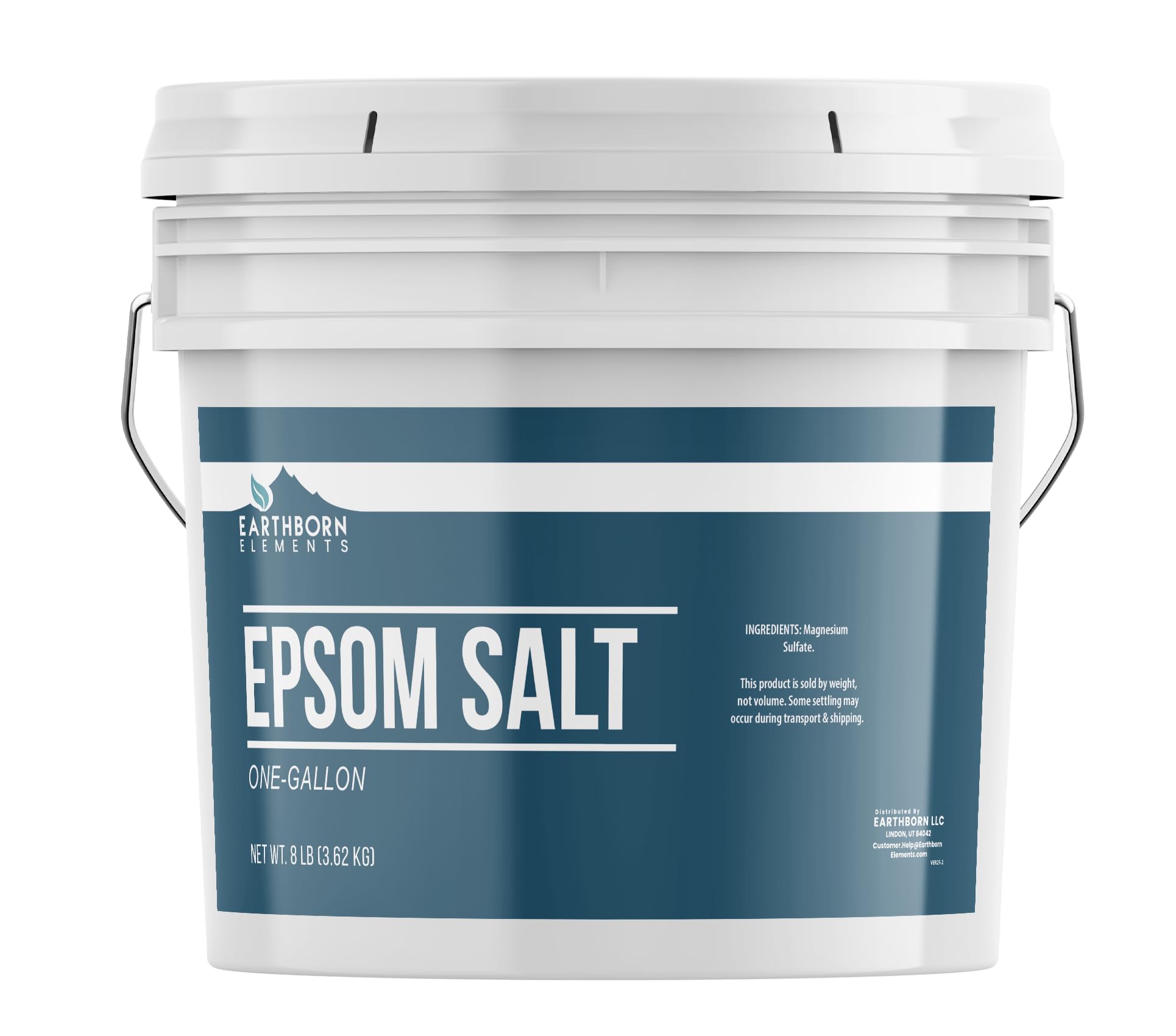 Earthborn Elements Sal Epsom: cubeta con tapa hermética para almacenamiento seguro.
