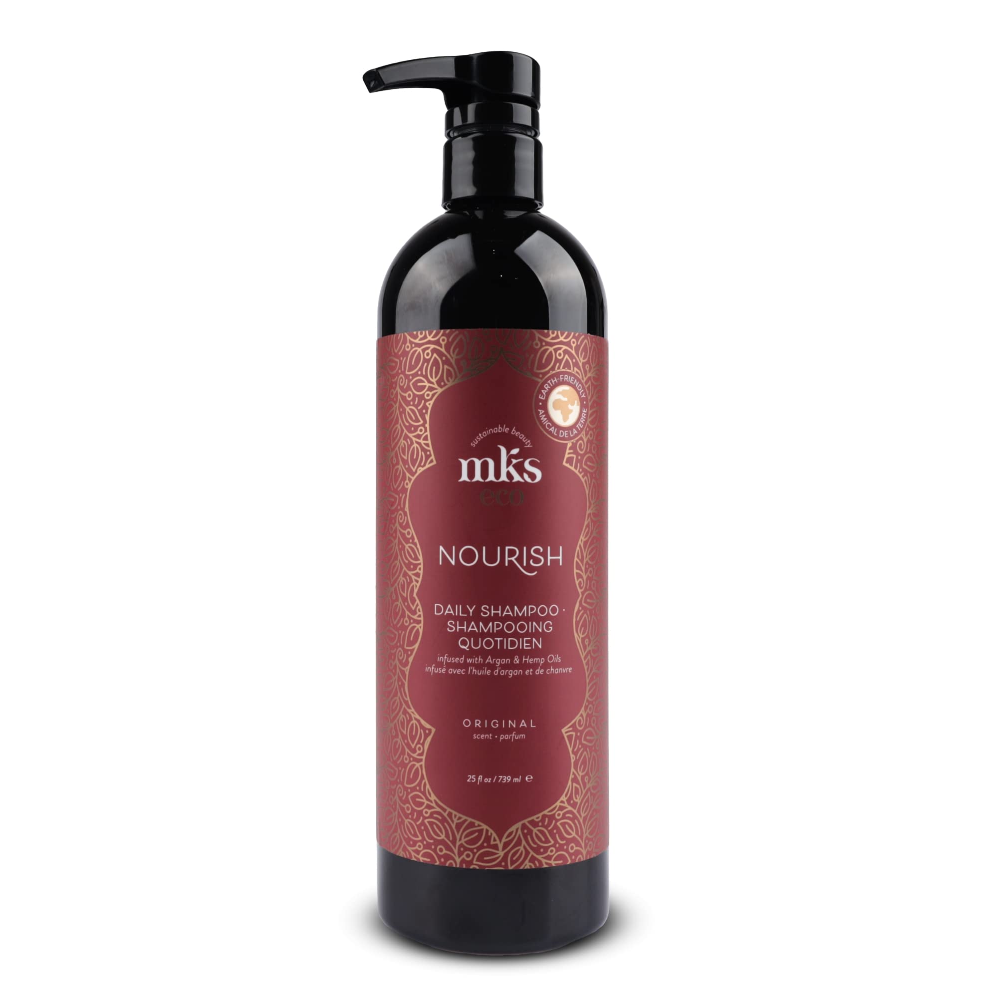 Earthly Body MKS Eco Nourish Champú Original, botella para uso diario, limpieza suave para cabello fino