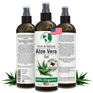 Earth's Daughter Aloe: botella vertiendo gel para hidratación rápida de la piel
