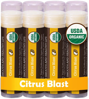 Earth's Daughter bálsamo labial citrus pack, hidratación suave para labios secos todo el día.