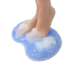Alfombra exfoliante Easkite para pies, color azul, limpieza suave y confort en la ducha.