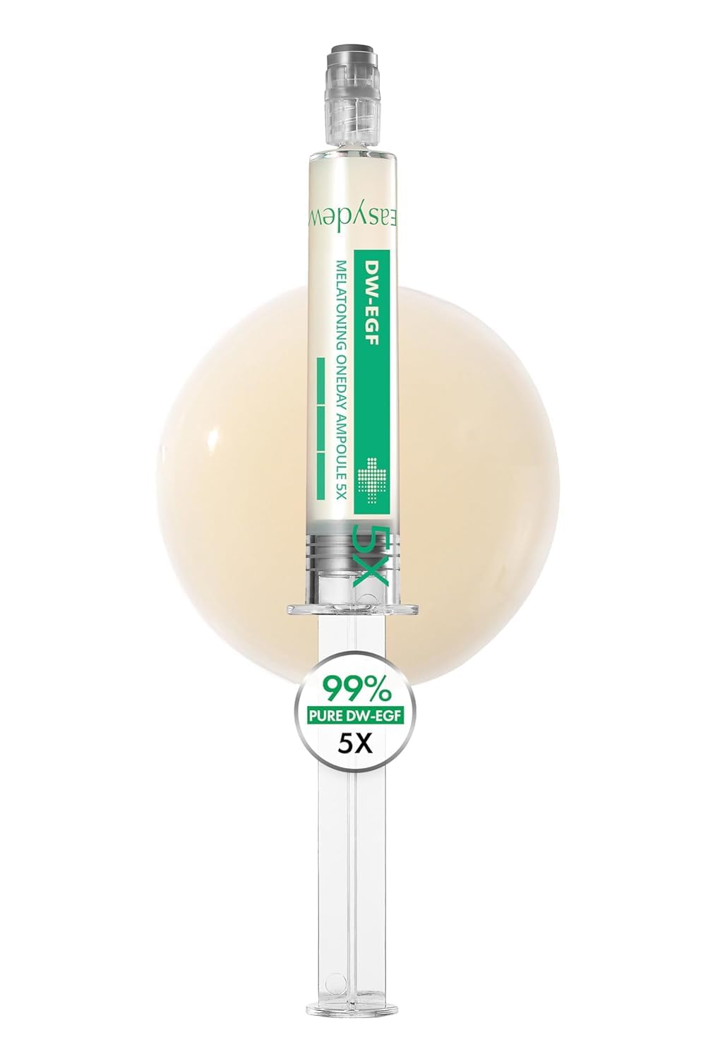 Easydew DW-EGF Melatoning Serum con dispensador aireado para aplicación precisa.