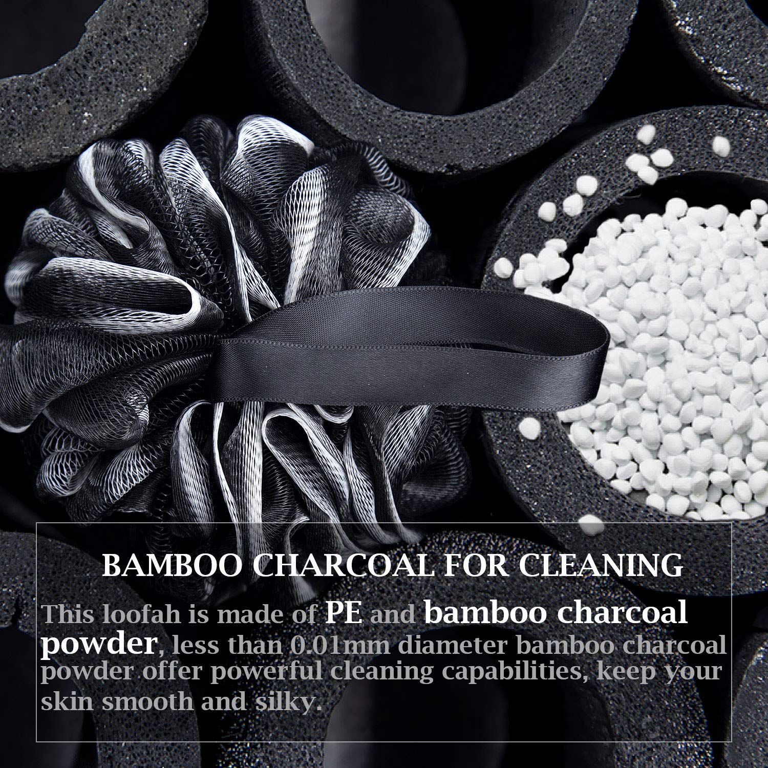 Esponja Easymoo lufa de baño, uso en ducha, burbujas abundantes para limpieza suave.