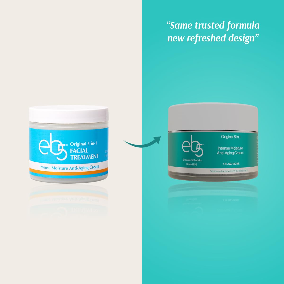 eb5 Intense Moisture: etiqueta frontal con marca y beneficios