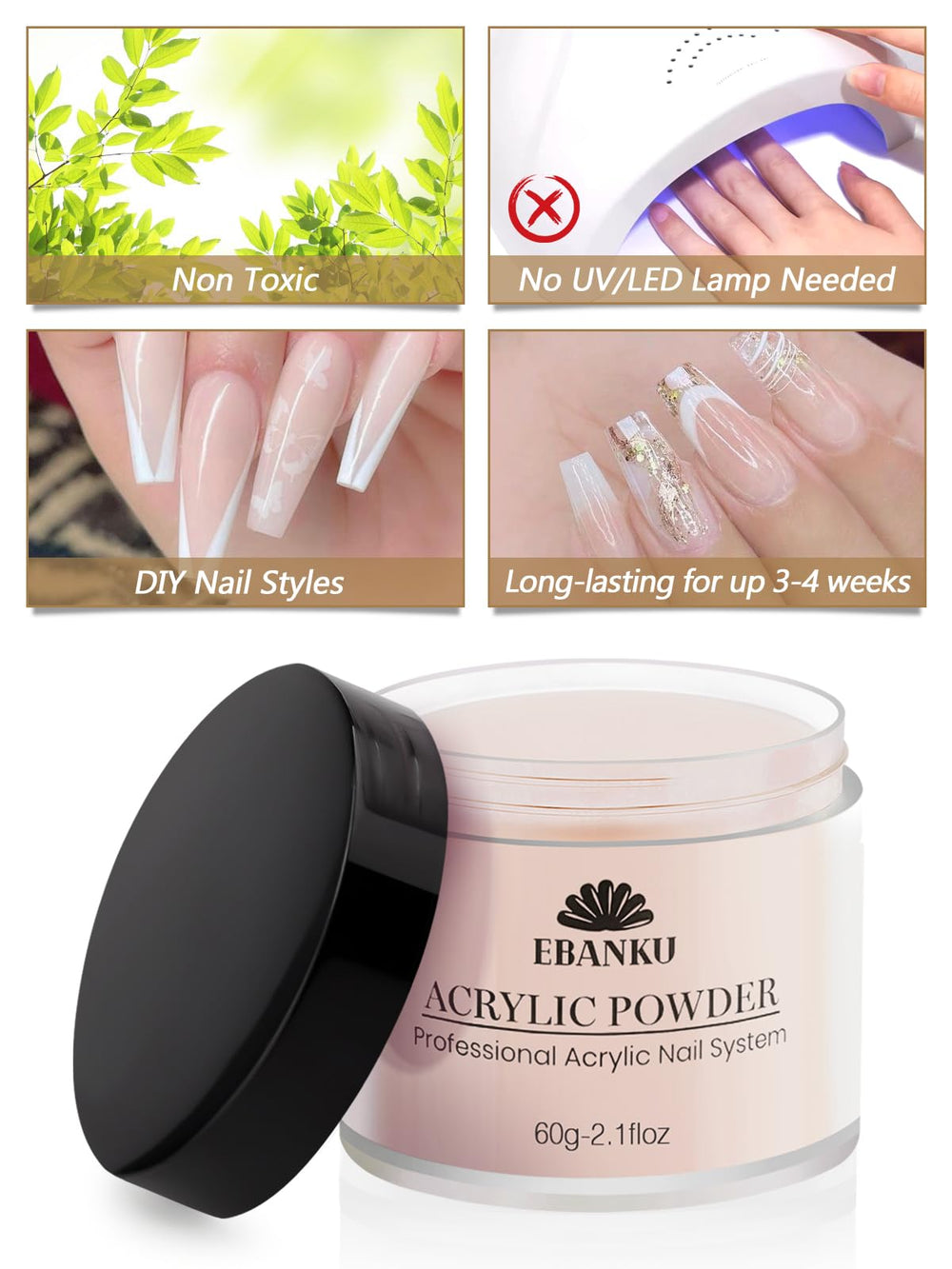 EBANKU conjunto regalo polvo acrílico rosa nude para regalo.