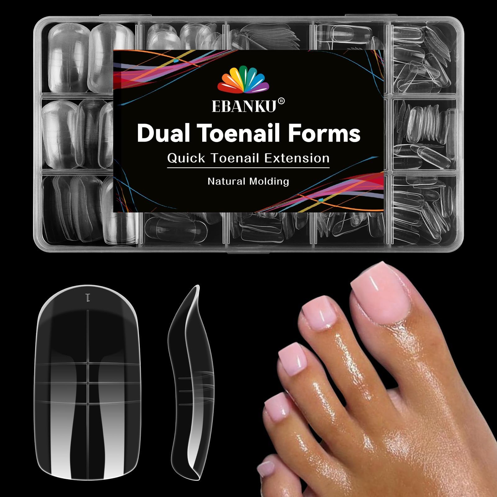 EBANKU formas duales para dedos de pie con cobertura total, ideales para uñas extensiones.