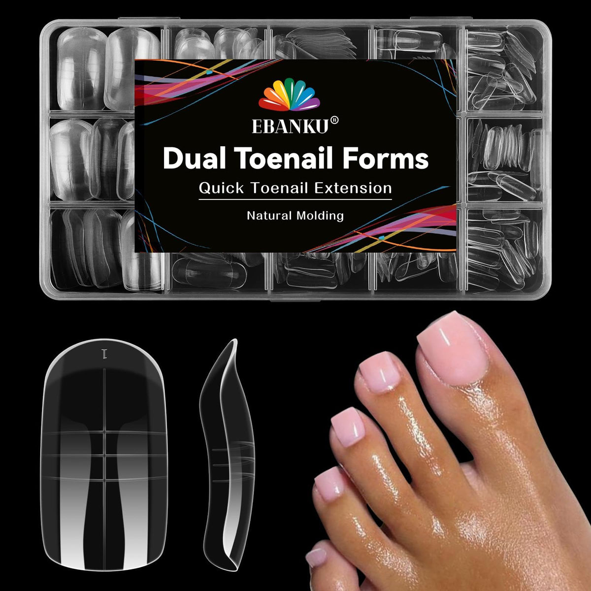EBANKU formas duales para dedos de pie con cobertura total, ideales para uñas extensiones.