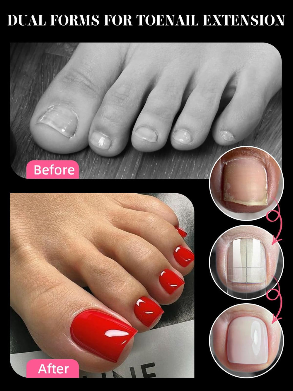 EBANKU formas duales para uñas de pie, uso sencillo para gel de polygel y acrílico.