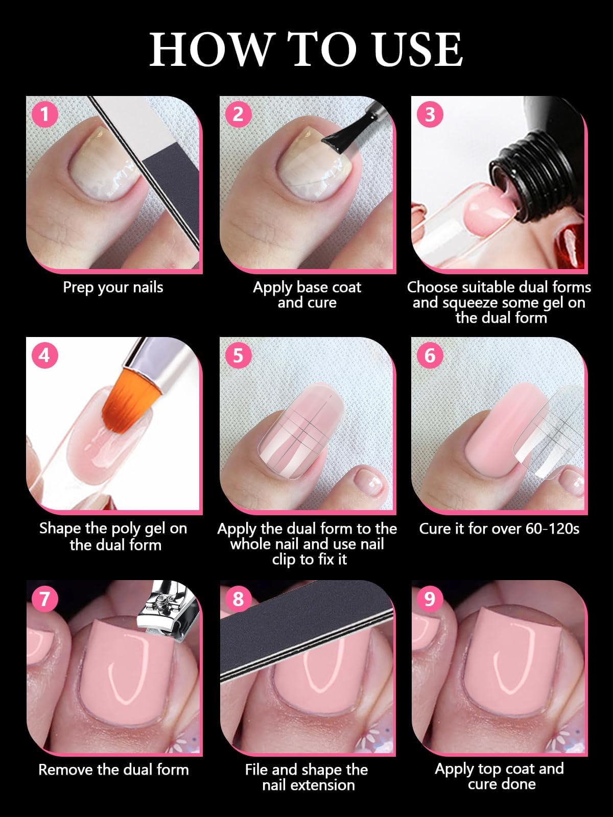 EBANKU formas para uñas de pie, ideales para terminar con cobertura uniforme.