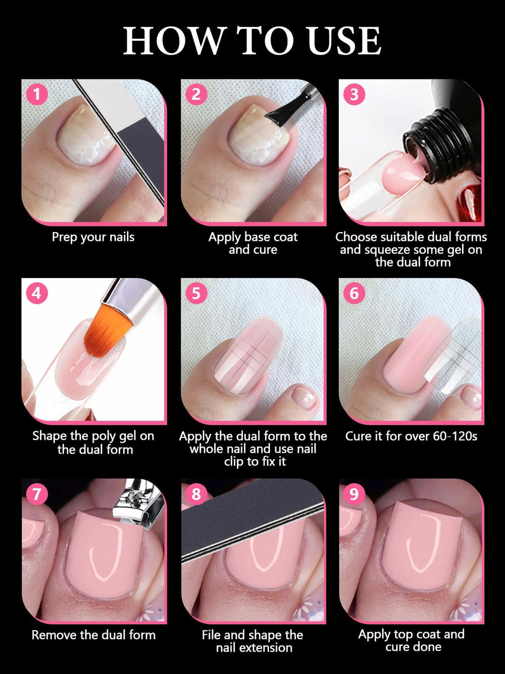 EBANKU formas para uñas de pie, ideales para terminar con cobertura uniforme.