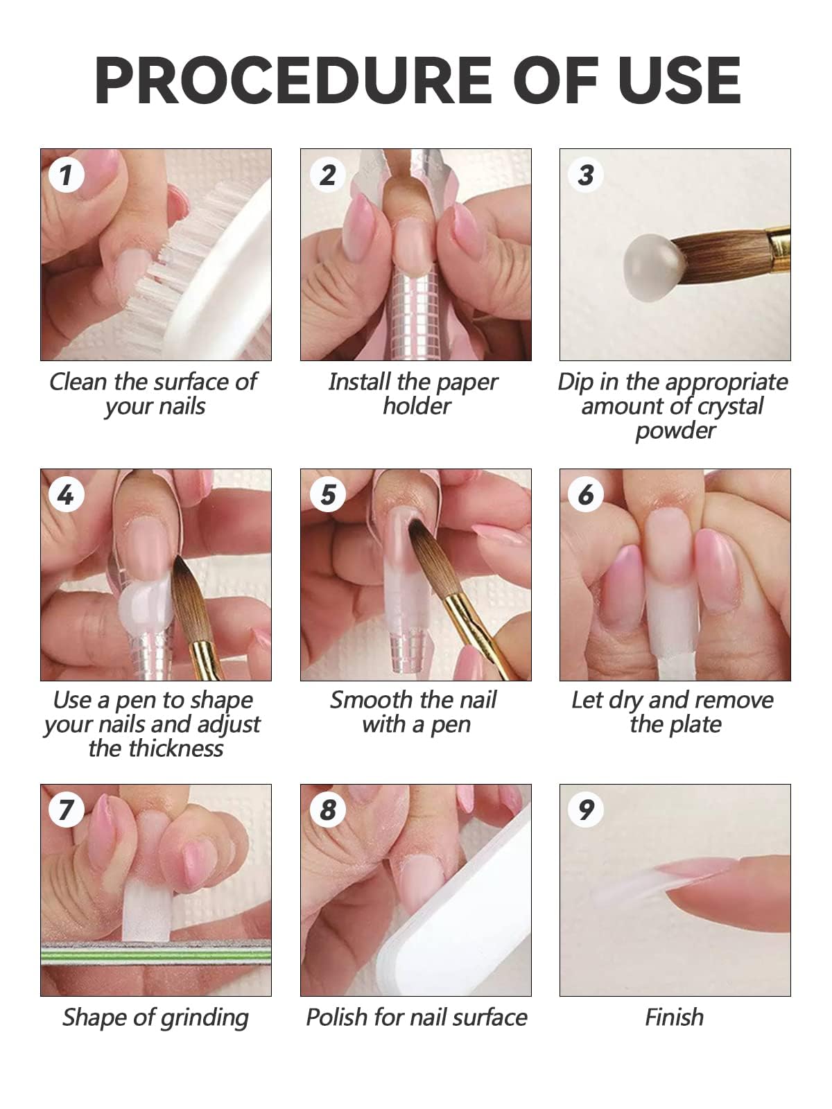 EBANKU uso profesional y doméstico, polvo acrilico rosa para uñas.