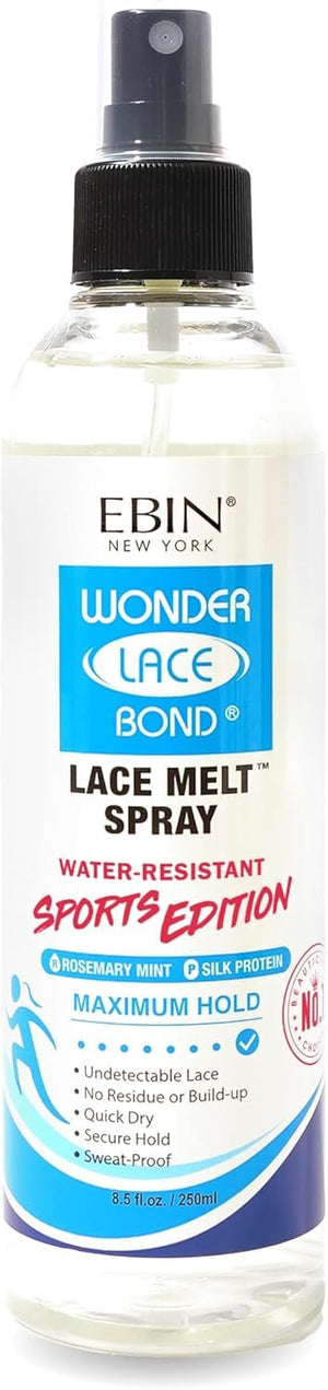 EBIN NEW YORK Wonder Lace Bond Melt Spray en botella, fijación suave para encaje.