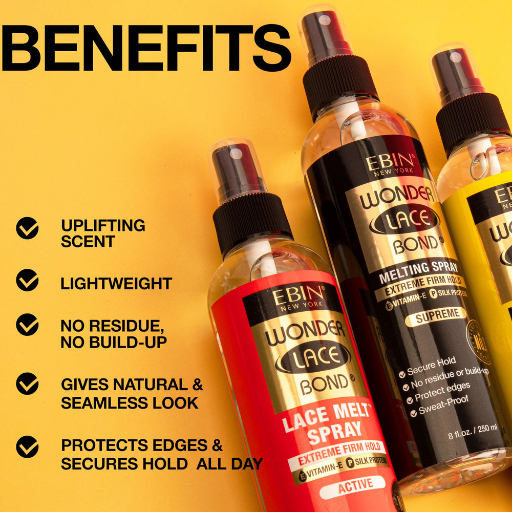 EBIN NEW YORK Wonder Lace Bond Melt Spray, aroma acai que mejora la experiencia de peinado.