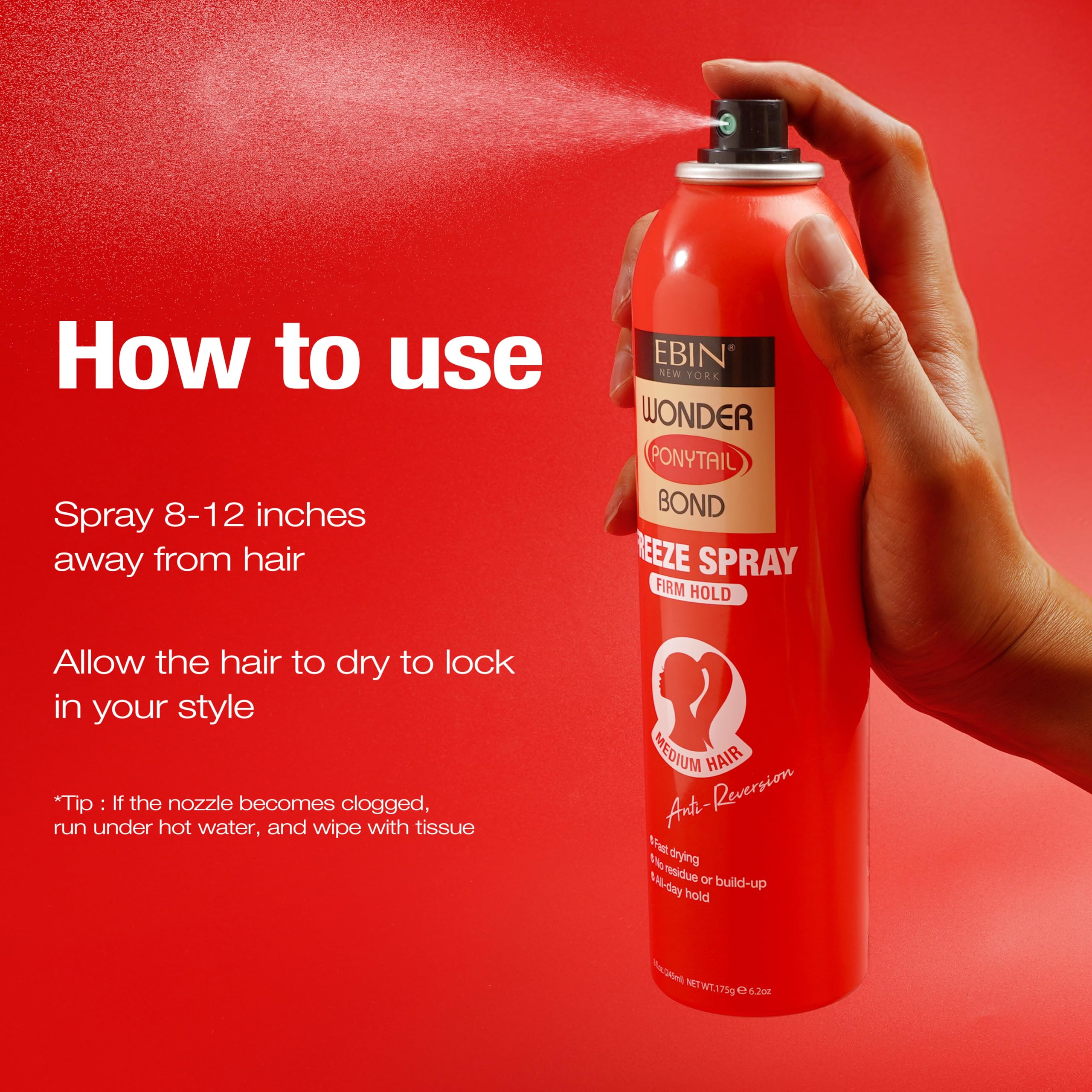 EBIN NEW YORK Wonder Ponytail Spray: ligero y apto para todo tipo de pelo